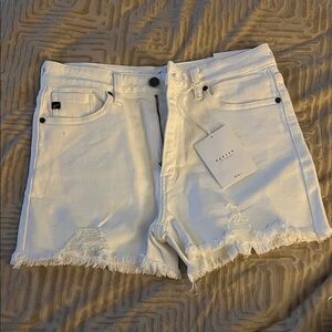 KanCan White Frayed Hem Jean Shorts size Large #354